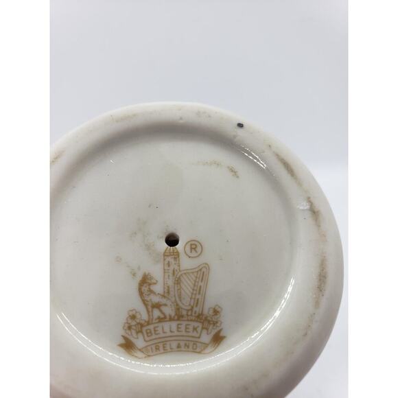 Vintage Belleek Harp Figurine Porcelain Shamrock Celtic Made in Ireland Irish - Picture 8 of 8